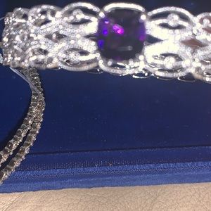 Gorgeous sparkly SS Amethyst Bangle set